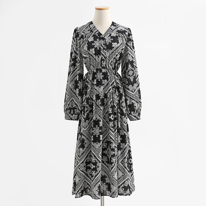 Floral dress gentle temperament national style thin bottomed dress 2327