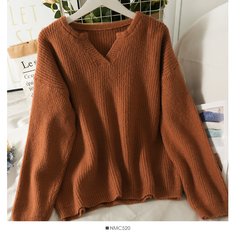 Korean version of thin, medium and long Pullover solid color sweater female 1786