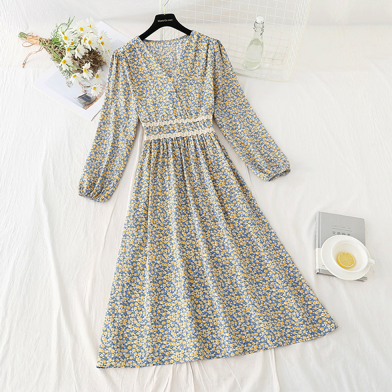 New French tea break early spring chiffon skirt long 2313