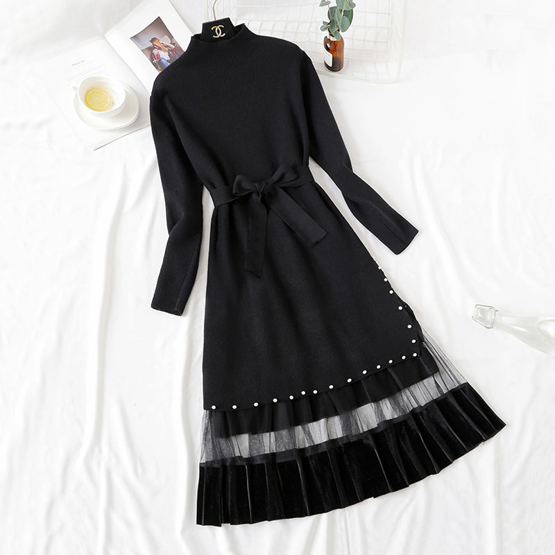 Age reduction suit two piece Pullover temperament knitted dress knee length skirt children 2172