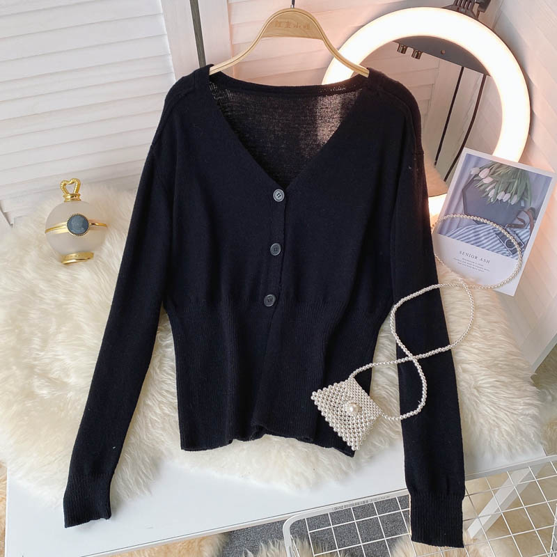 Knitted women's autumn new lazy thin sweater 1593