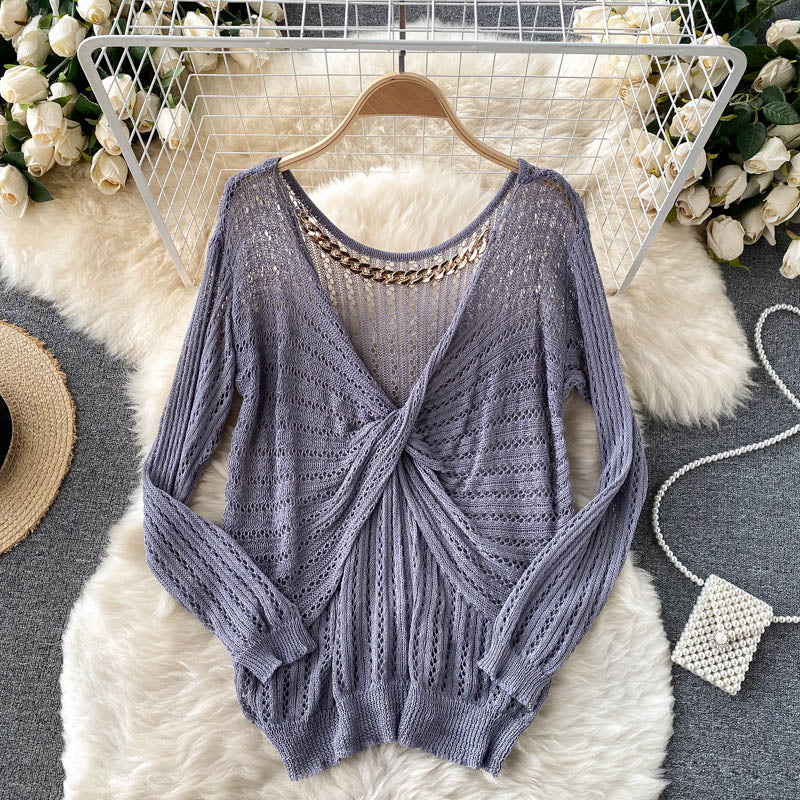 Kink cut-out slim fit short top long sleeve 1606