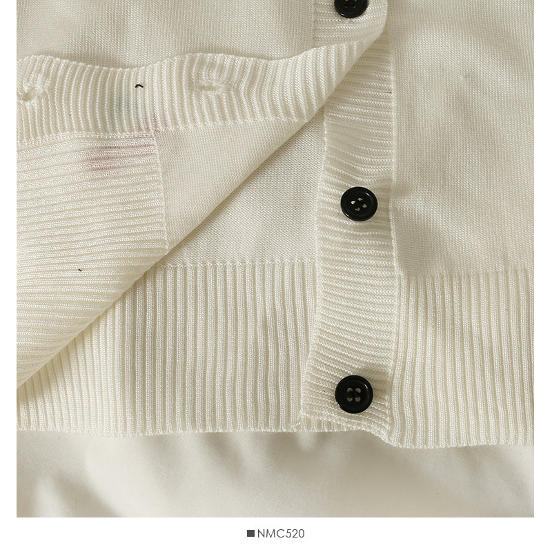 Small fresh cherry print V-neck single breasted slim cardigan sweater 1826