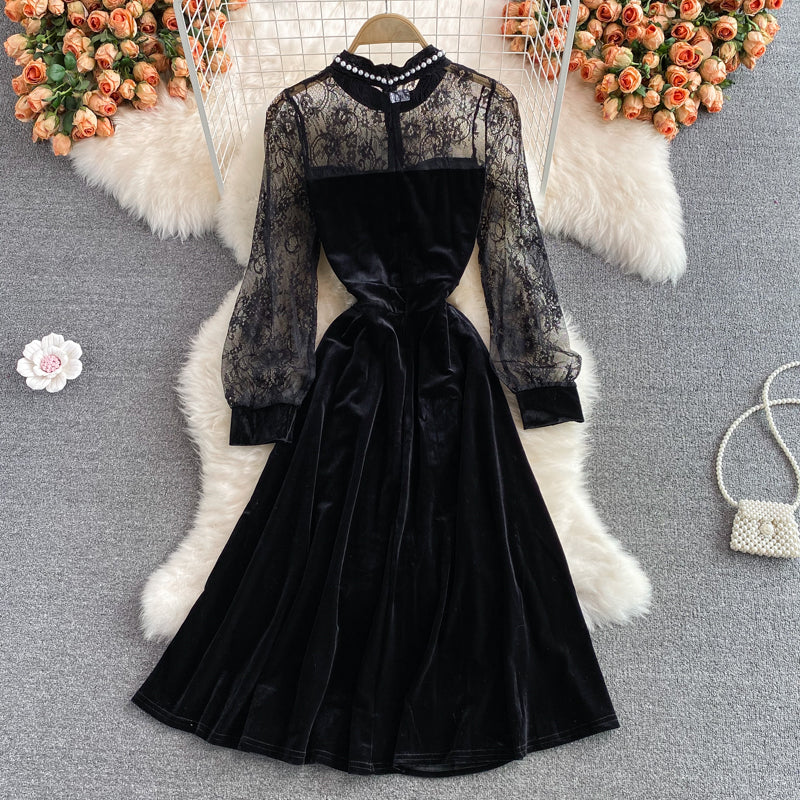 Jupe longue à taille fine, style Hepburn super féerique, grande taille évasée 3095