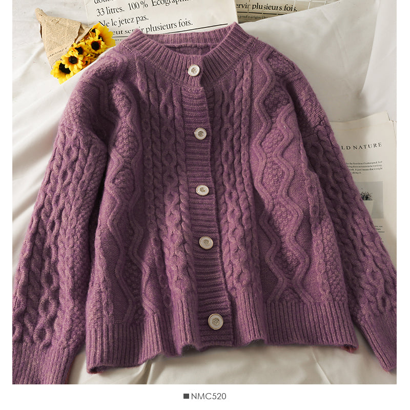 Sweater women's sweater solid color versatile twist top 1770