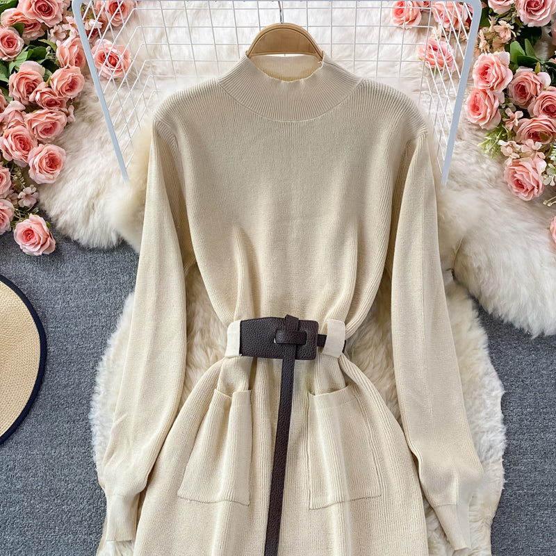 Slim waist knit Hip Wrap Sweater skirt 3357