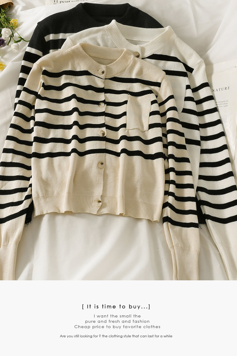 Pullover mit Rundhalsausschnitt, einreihiger Cardigan 1954