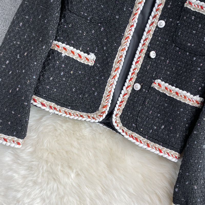 High end small fragrance celebrity tweed coat 1656