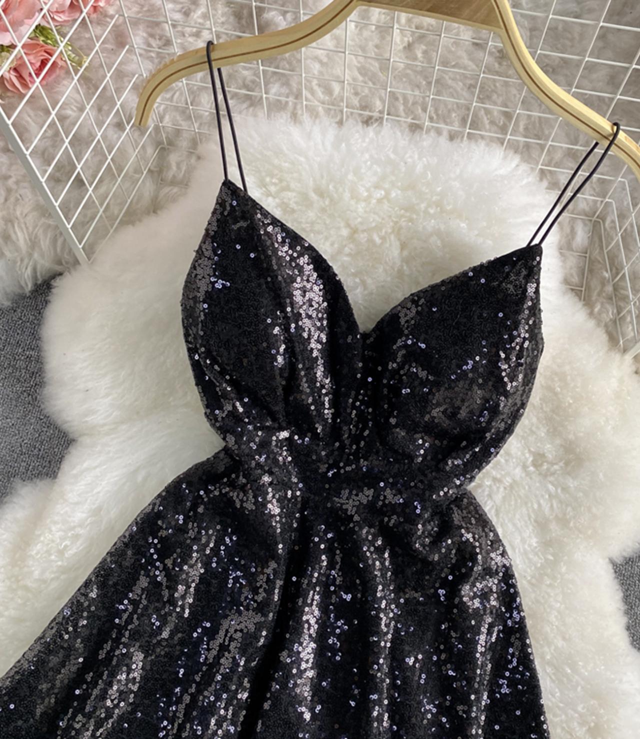 Cute A line sequins short dress 1319