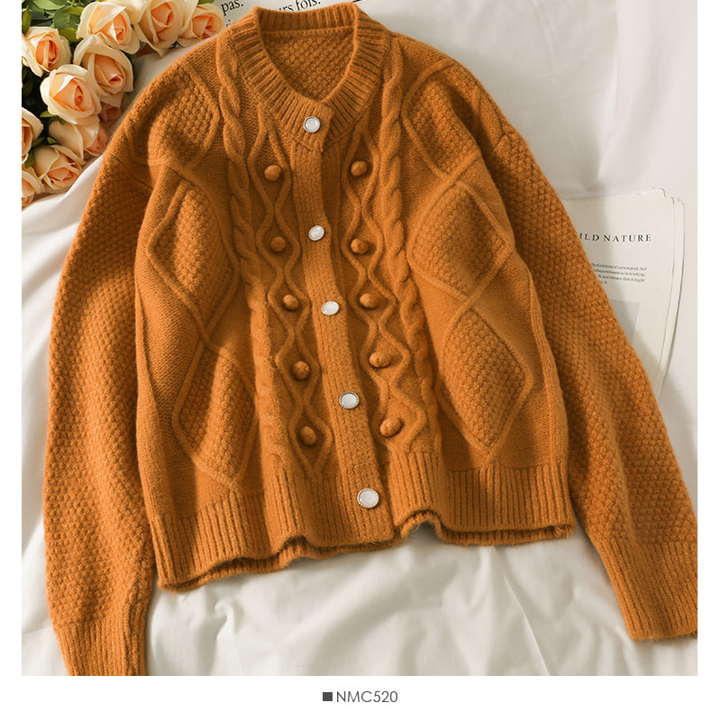 Sweater cardigan top diamond lattice long sleeve sweater fashion 1829