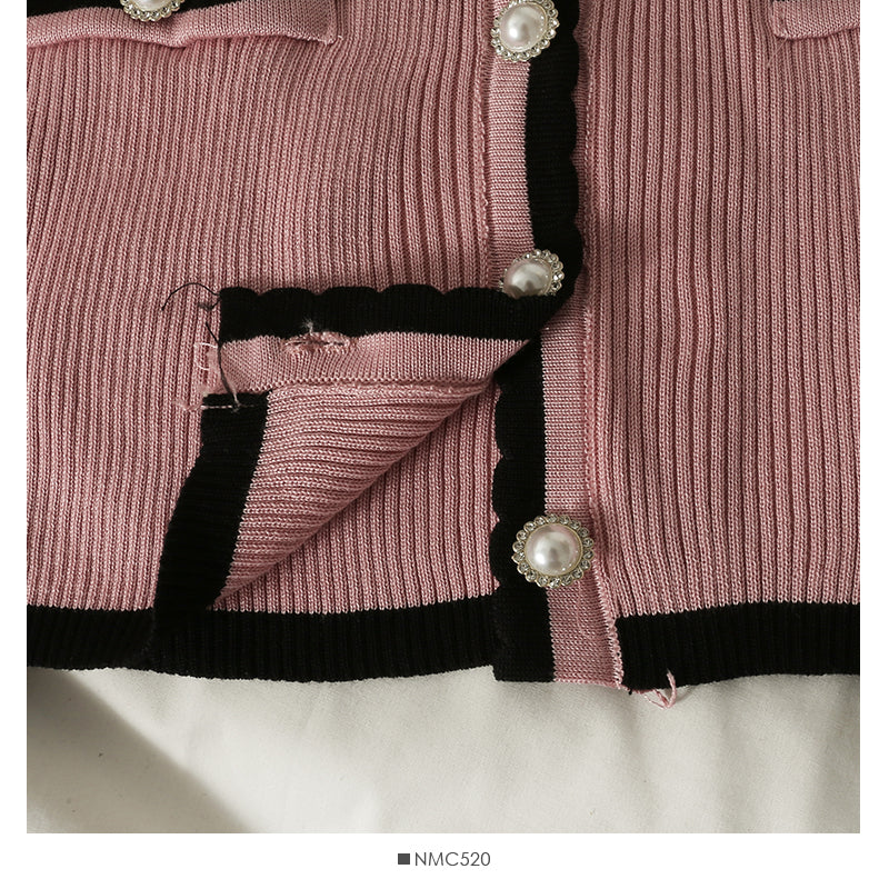 Contrast stitching wave edge short single breasted thin top 1857