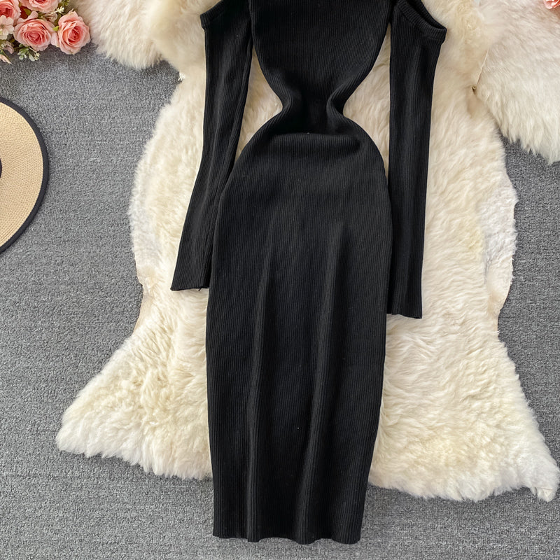 Französisches Vintage-Strickkleid mit Stehkragen 3358