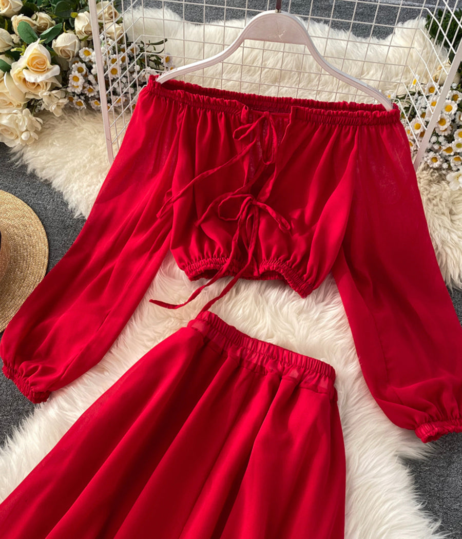 Fashion girl dress two pieces long sleeve dress 1240