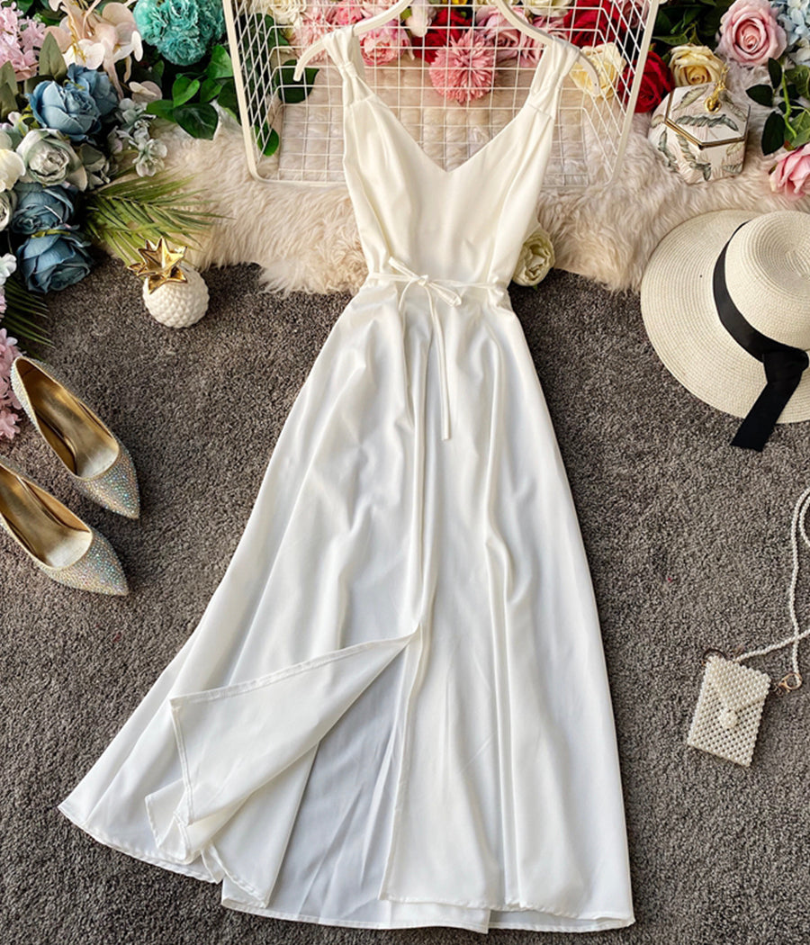 Robe simple à col en V pour femme 1224