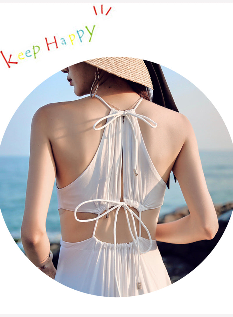 Unique white chiffon long dress summer dress 1215