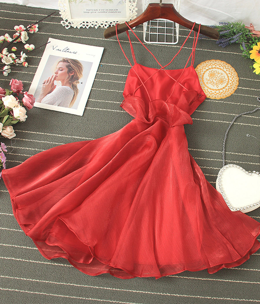 Cute tulle backless short dress mini dress 1201