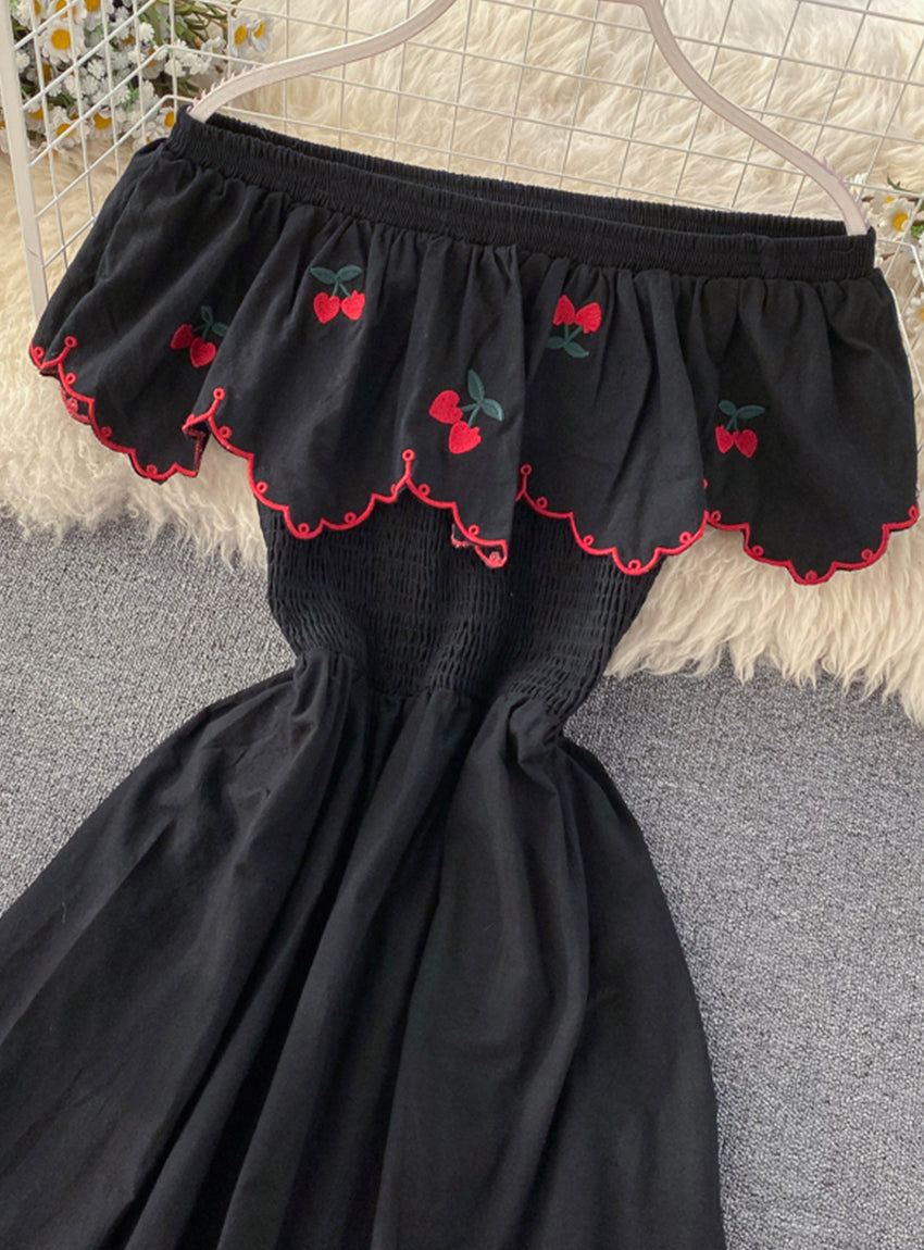 Cute A line cherry dress fashion girl dress 1178