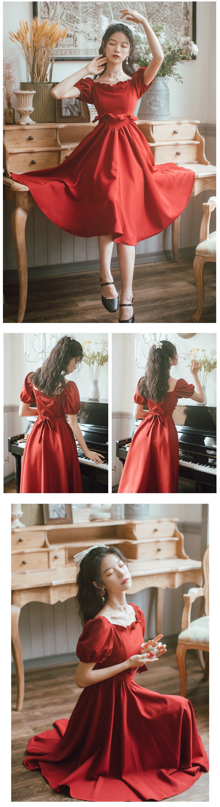 Retro A line girl dress summer dress 1186