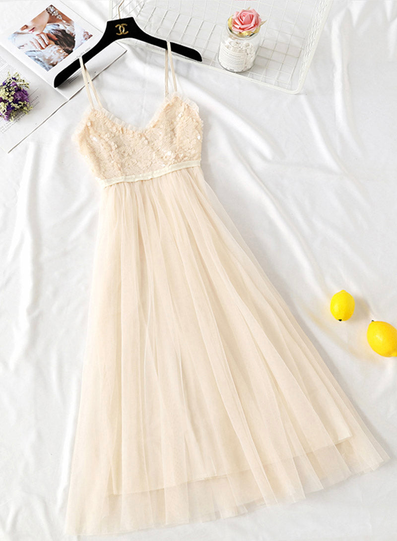 Robe en tulle à col en V pour femme 1153