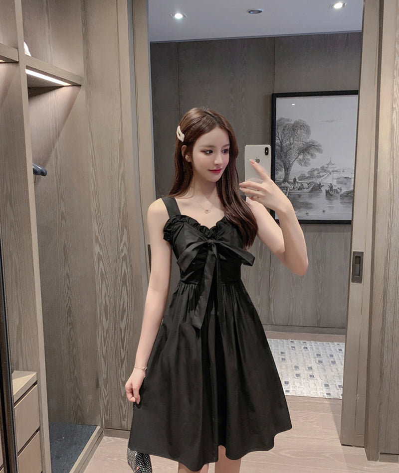 Black sweetheart neck short dress fashion girl dress 1077