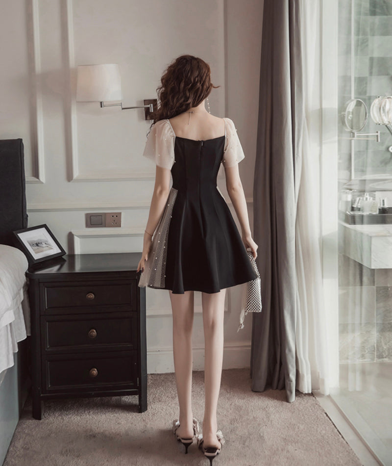 Unique v neck tulle short dress summer dress 1083