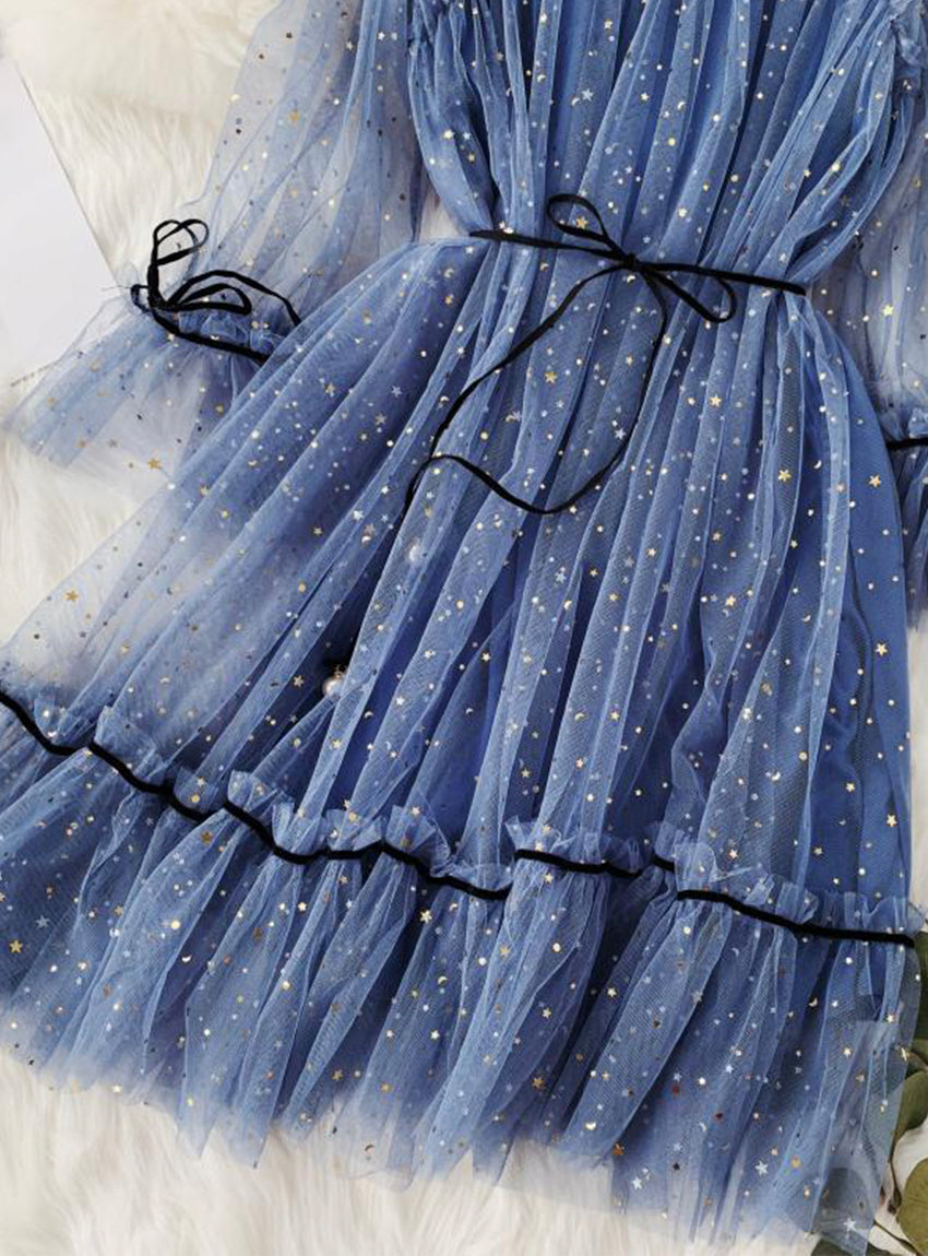Lovely tulle stars sequins dress summer dress 1176