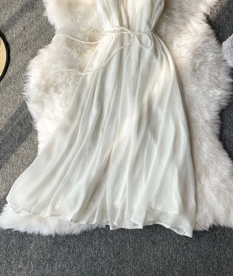 Black A line soft chiffon dress 1062