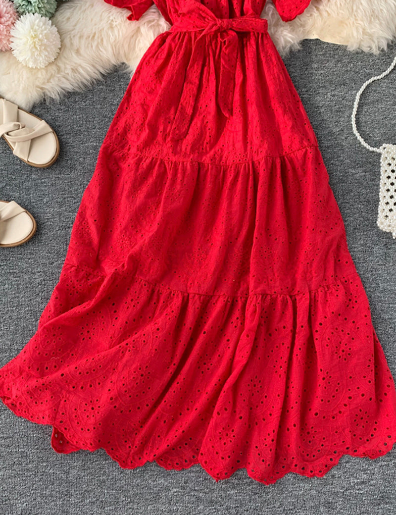 Lovely cutout short sleeve dress 1043