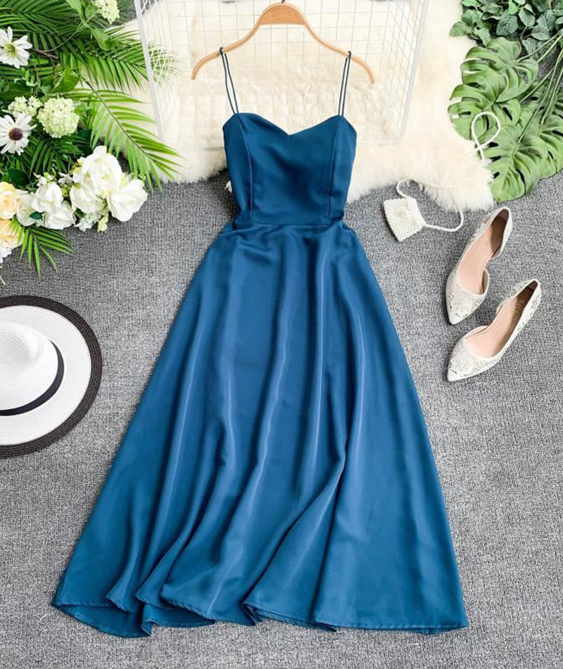 Cute A line chiffon backless dress fashion girl dress 987