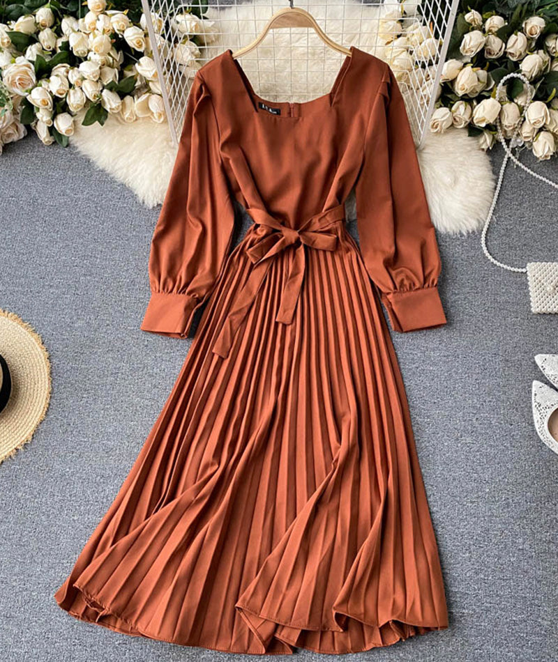 Simple A line long sleeve dress 997