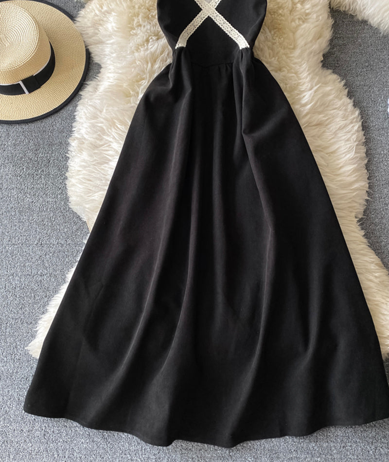 A line v neck lace dress fashion dress 932