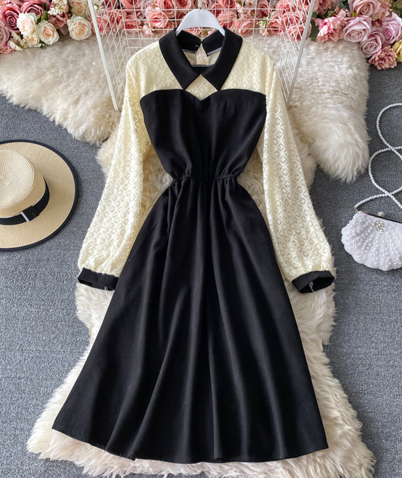 Cute A line long sleeve dress fashion dress 928