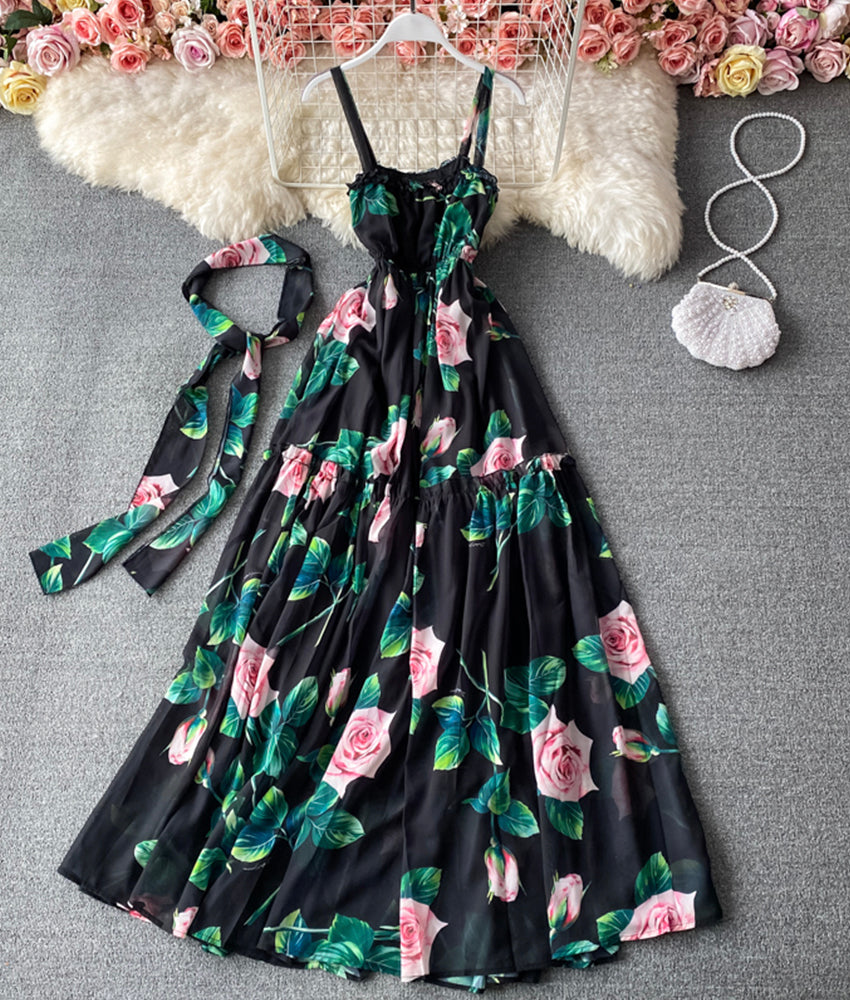 Stilvolles Kleid mit Blumenmuster in A-Linie 883