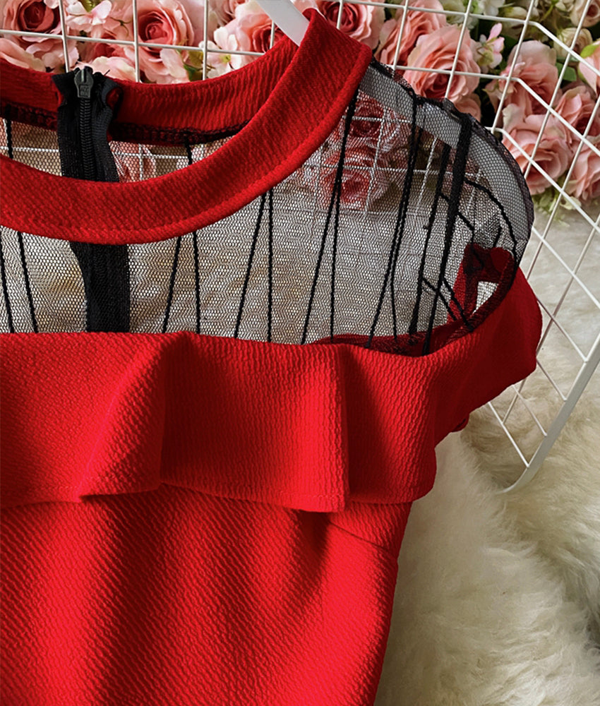 Cute A line see through dress short dress 887