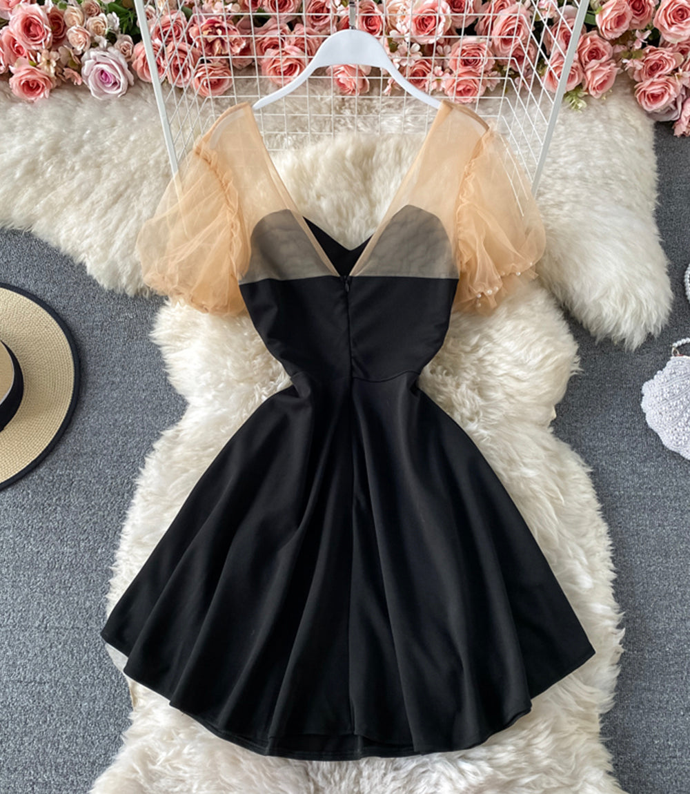 Cute A line black dress 870