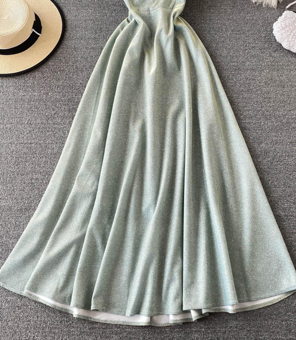 Shiny v neck short dress fashion dress 861