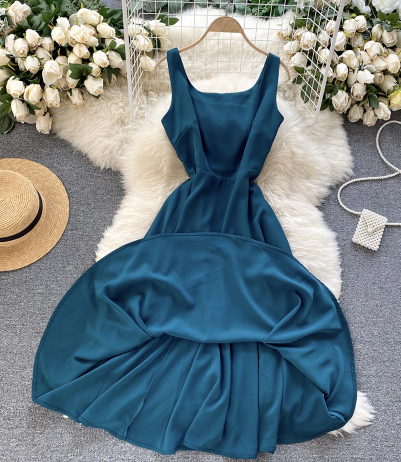 Simple A line short dress fashion girl dress 765