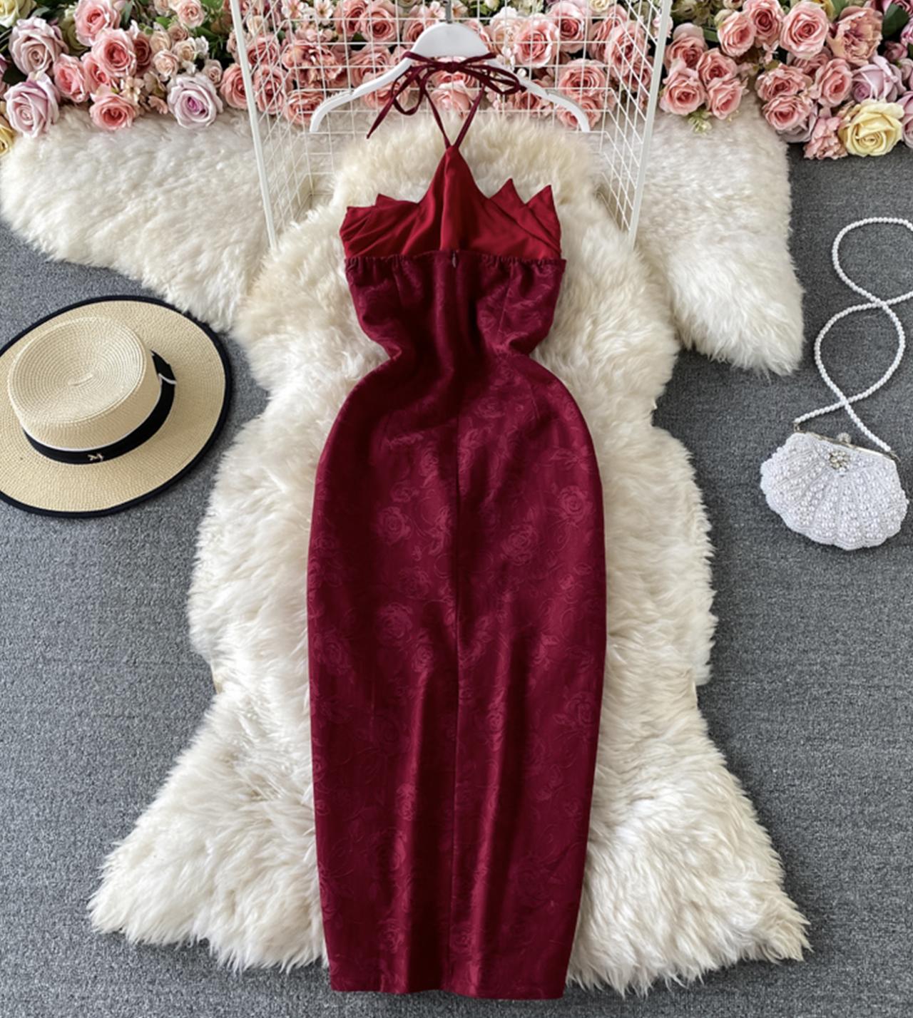 Burgundy off shoulder dress 781