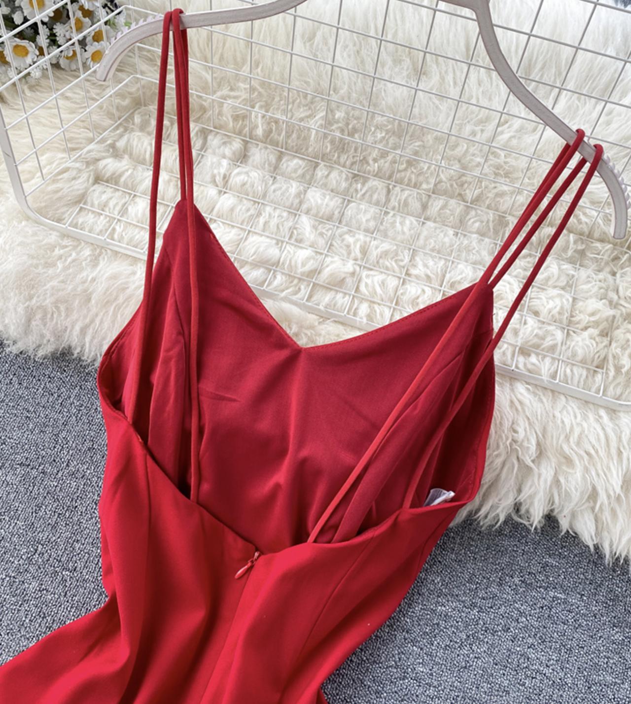 Stylish v neck chiffon dress A line dress 773