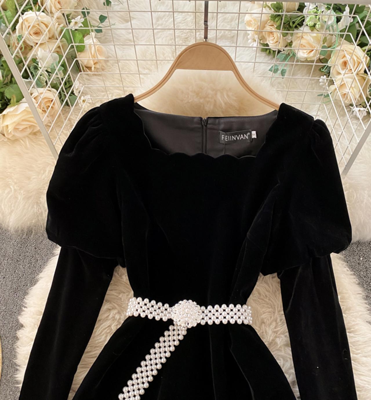 Stilvolles Kleid in A-Linie mit langen Ärmeln 812