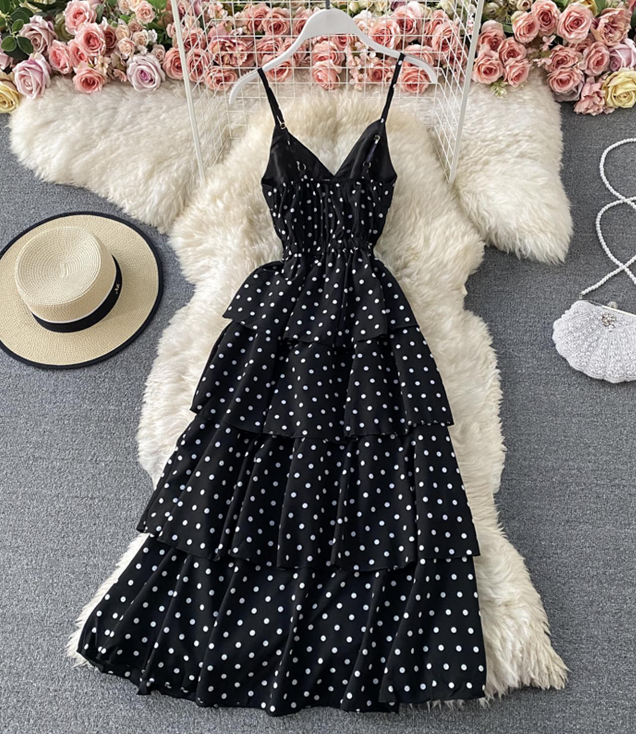 Black v neck short dress fashion girl dress 757