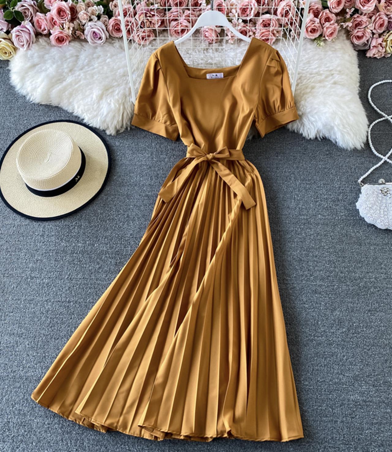 Robe trapèze à col rond et jolie robe tendance 756