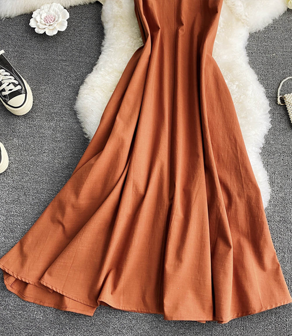 Simple A line round neck dress fashion dress 841