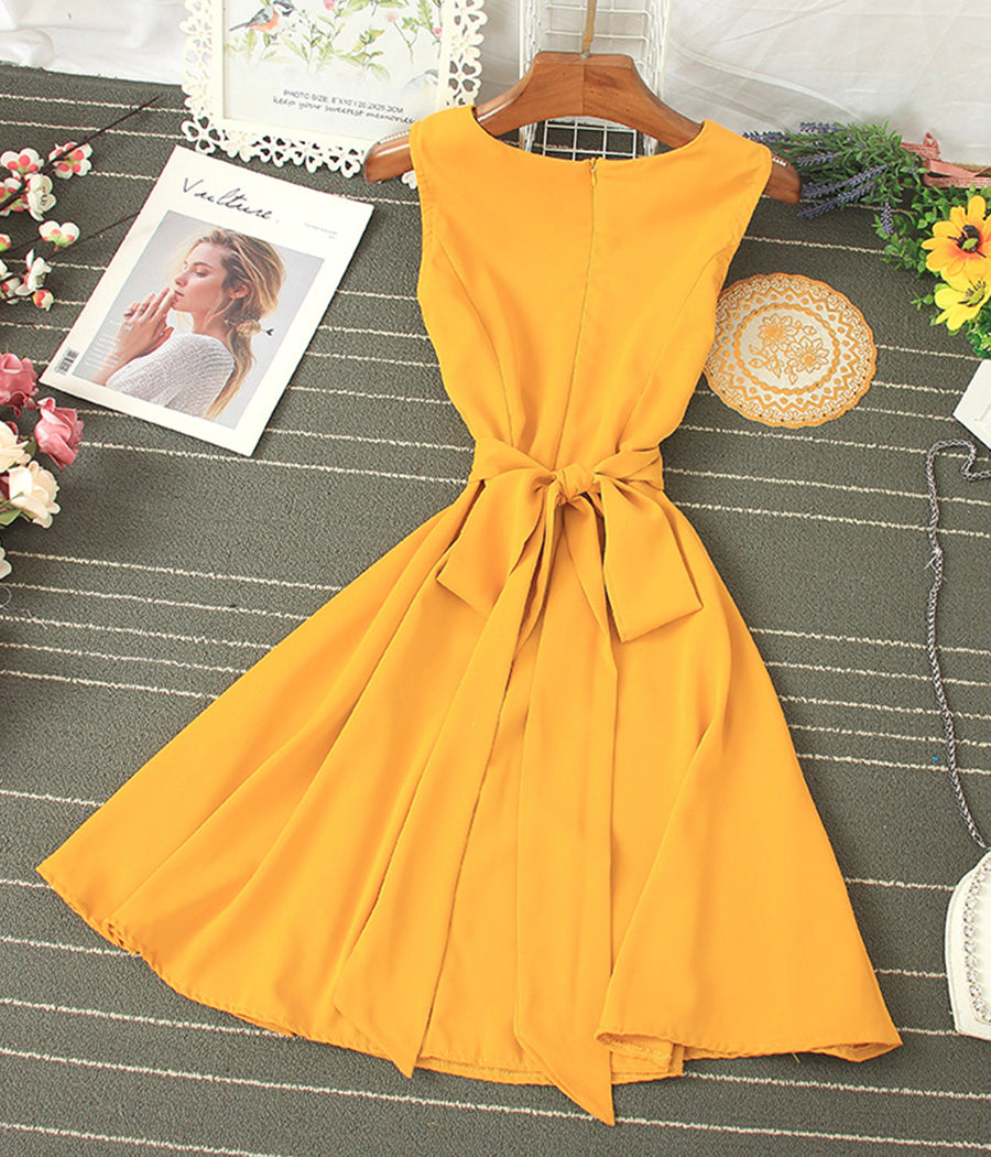 Simple v neck sleeveless dress summer dress 1200
