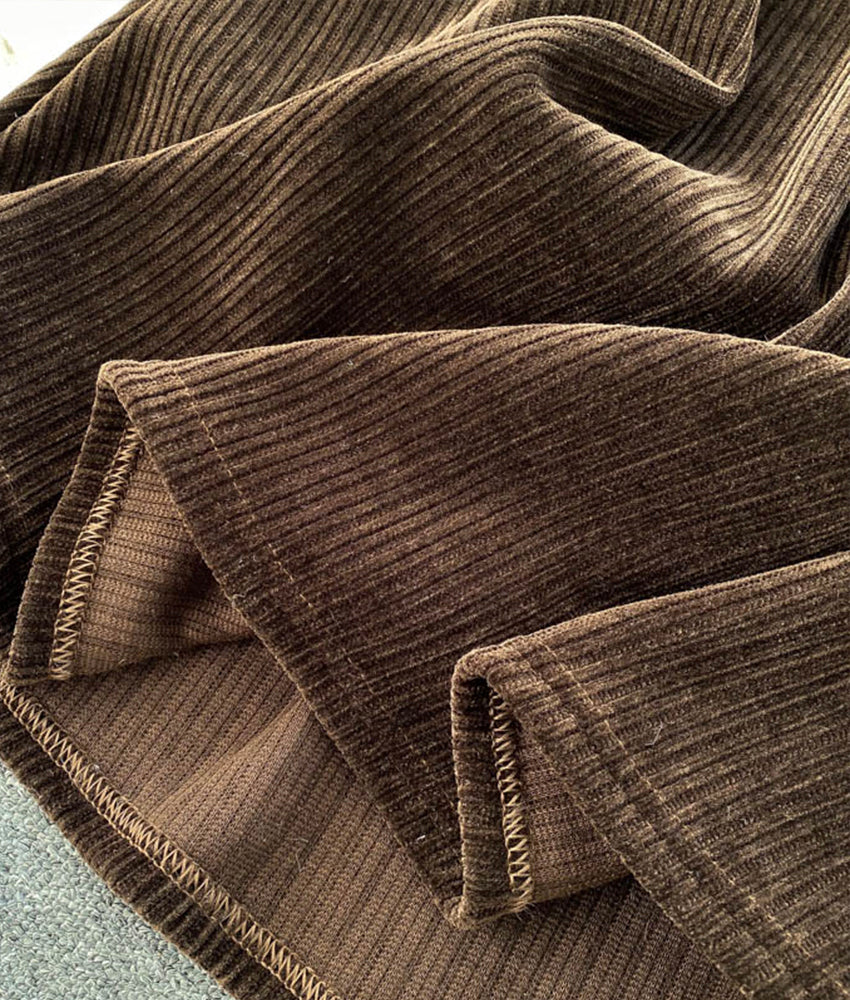 Robe élégante à manches longues en velours côtelé 891