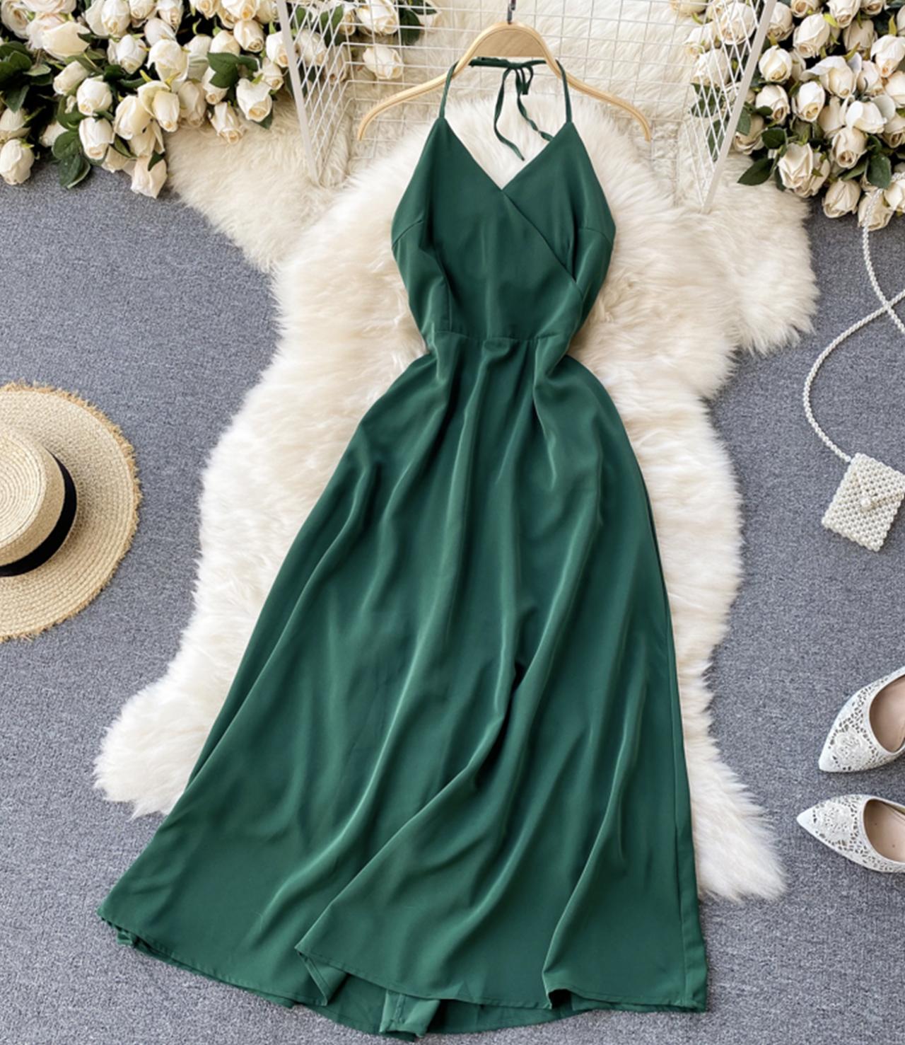 Schlichtes Kleid in A-Linie mit V-Ausschnitt und Schnürung 755