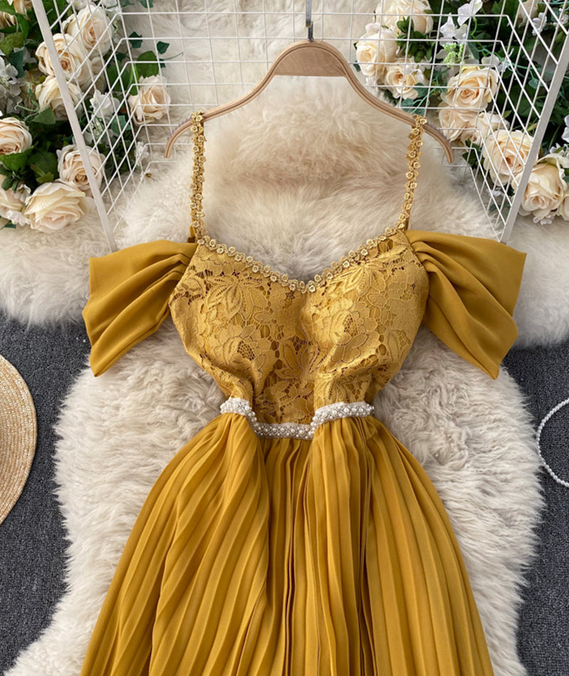 Robe élégante en dentelle à épaules dénudées 918