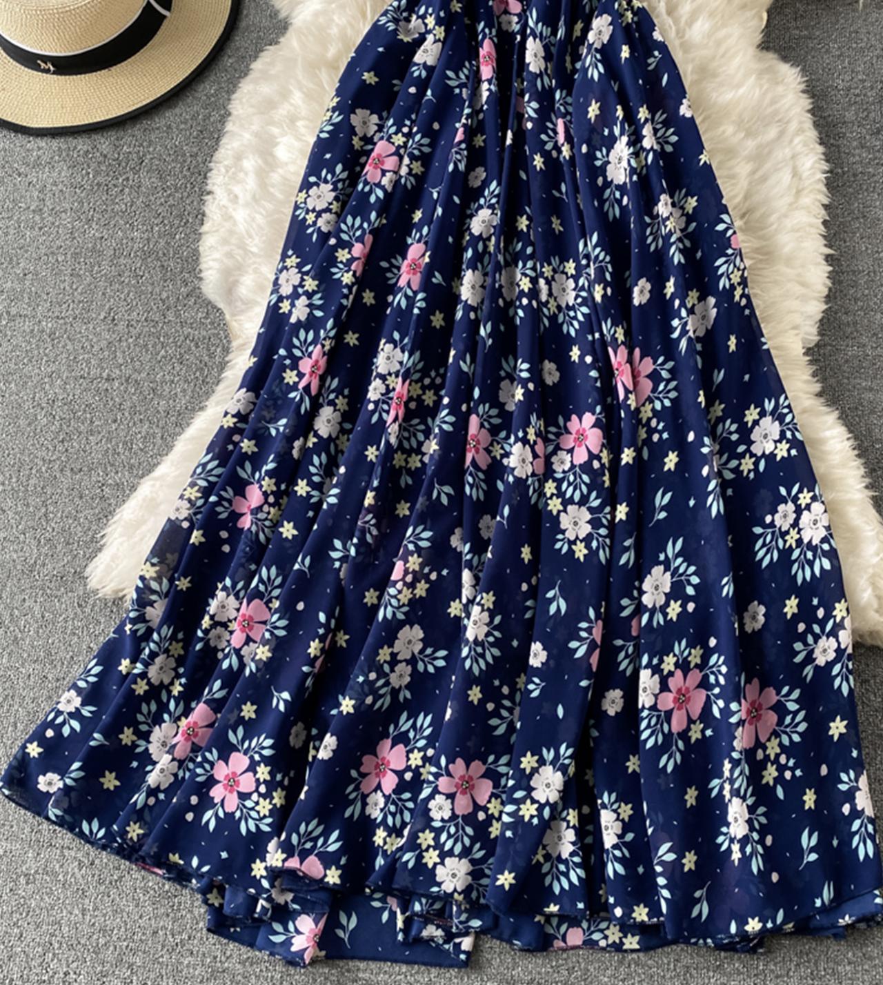Cute A line floral dress fashion dress 801