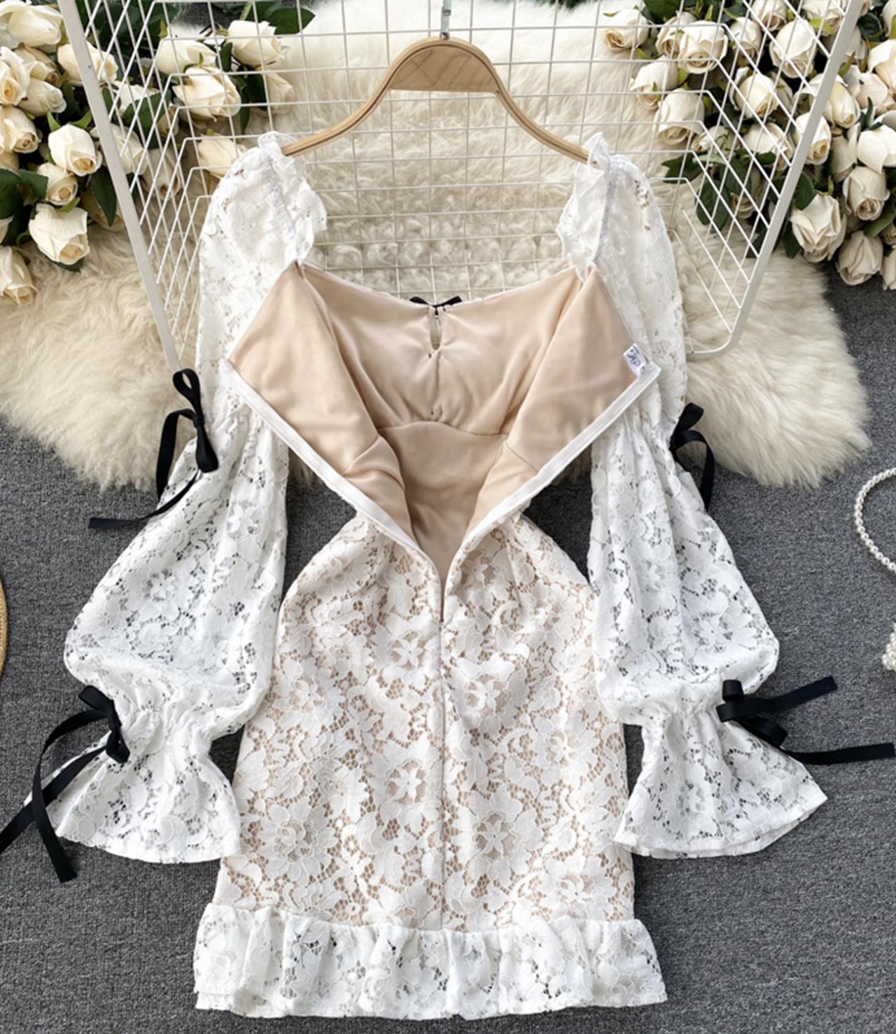 Cute lace long sleeve dress 769