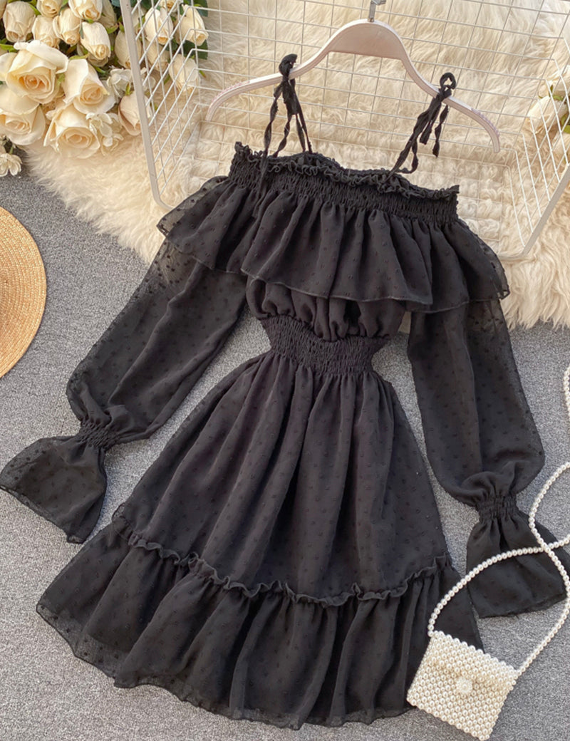 Lovely tulle long sleeve dress 1042